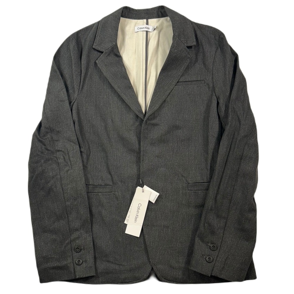 Calvin Klein Denim Sport Coat Mens Small Charcoal Jean Jacket Western Cowboy NEW